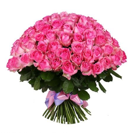 Букет 75 розовых роз 40 см