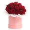 19 красных роз в шляпной коробке ( Эквадор )