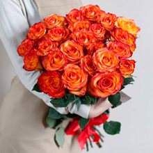 25 желто-красных роз "Хай Меджик"