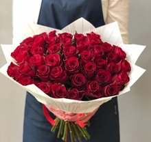 51 красная роза Premium 40 cм