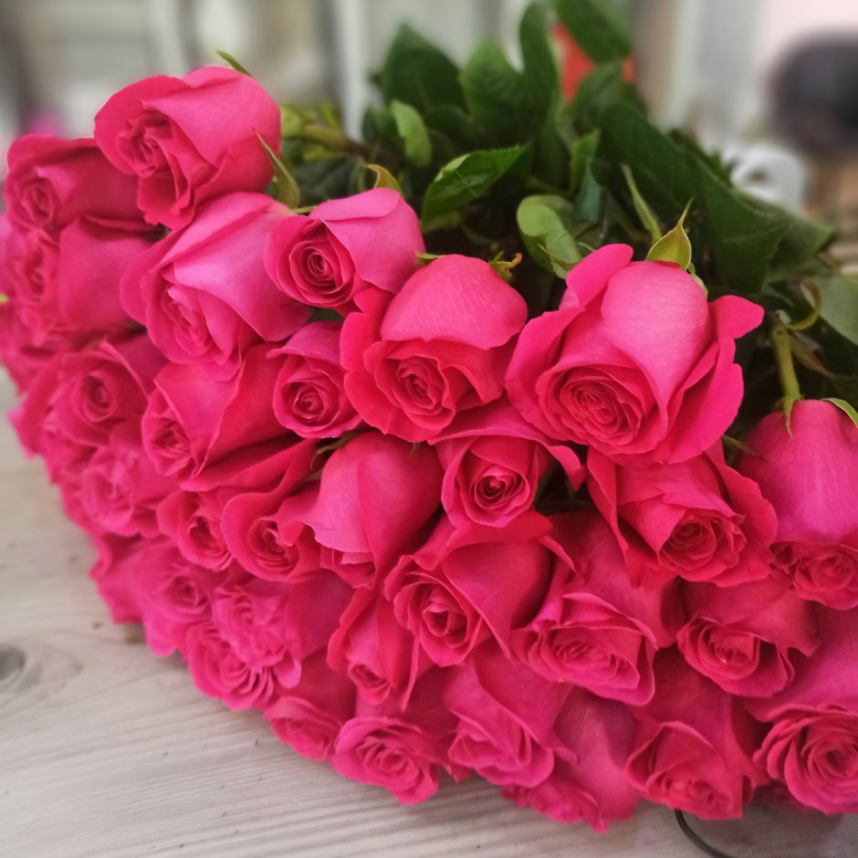 51 розовая роза Эквадор сорт Пинк Флойд 80см 