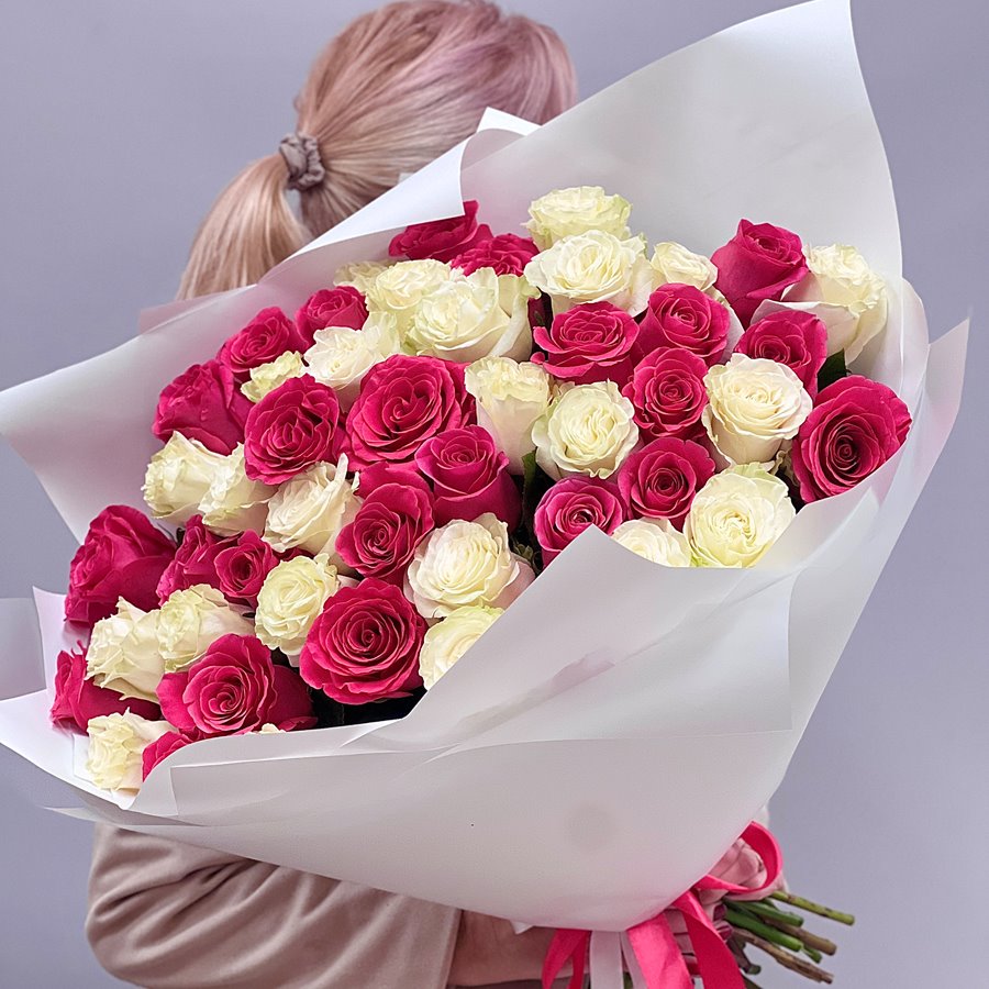 Купить 51 роза МИКС