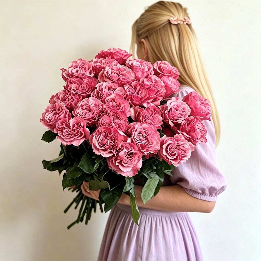 25 пионовидных роз  " Кантри Блюз"