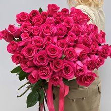 Купить 51 розовую розу 70 см