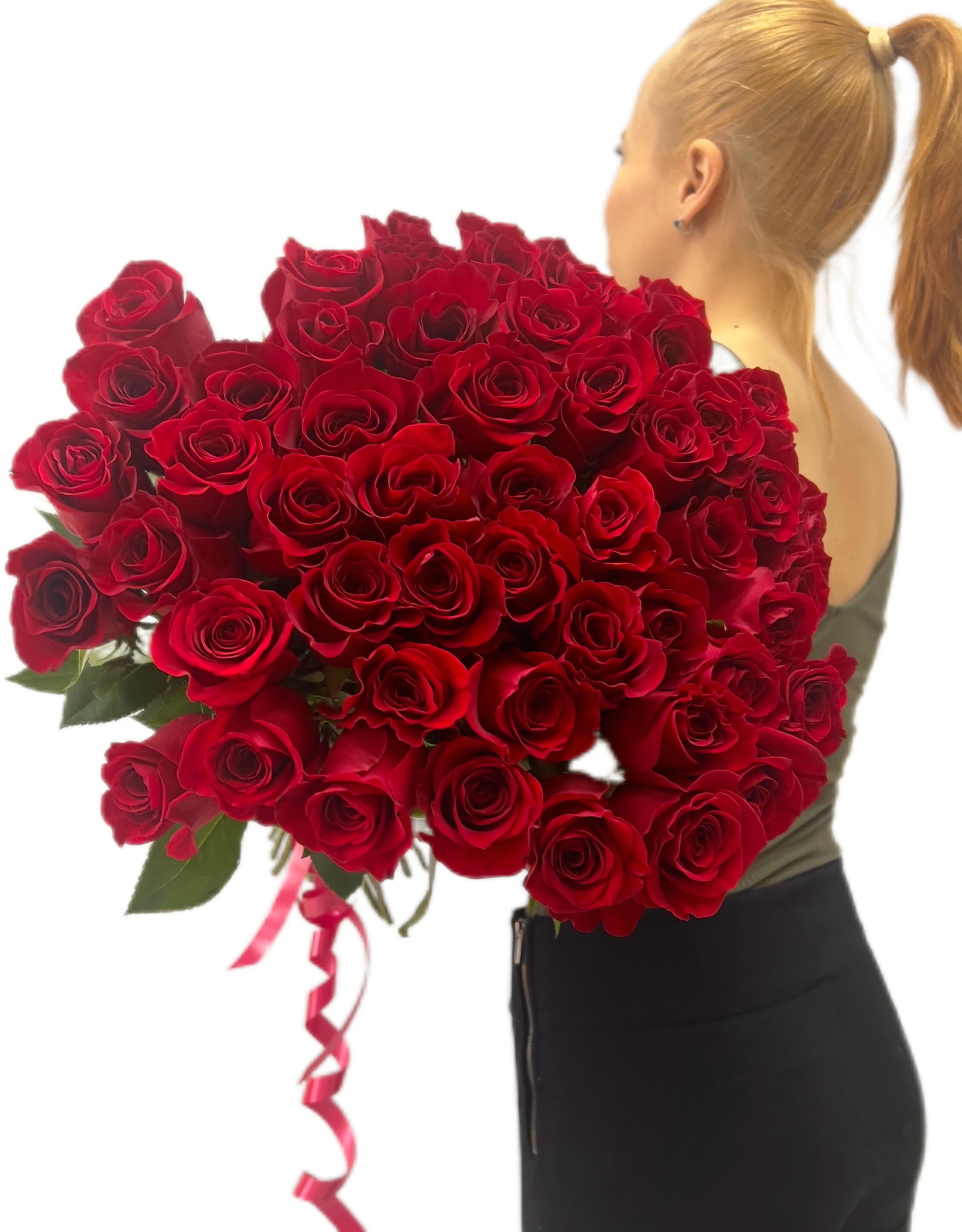 Роскошный букет из 51 розы 40 см Букет 51 роза 60 см Эквадор