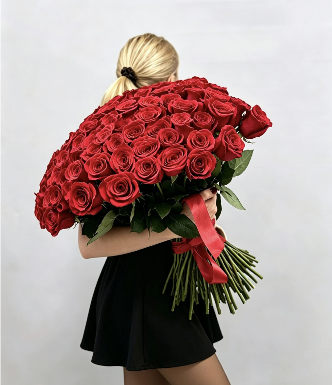 Букет 101 роза 60 см Эквадор премиум