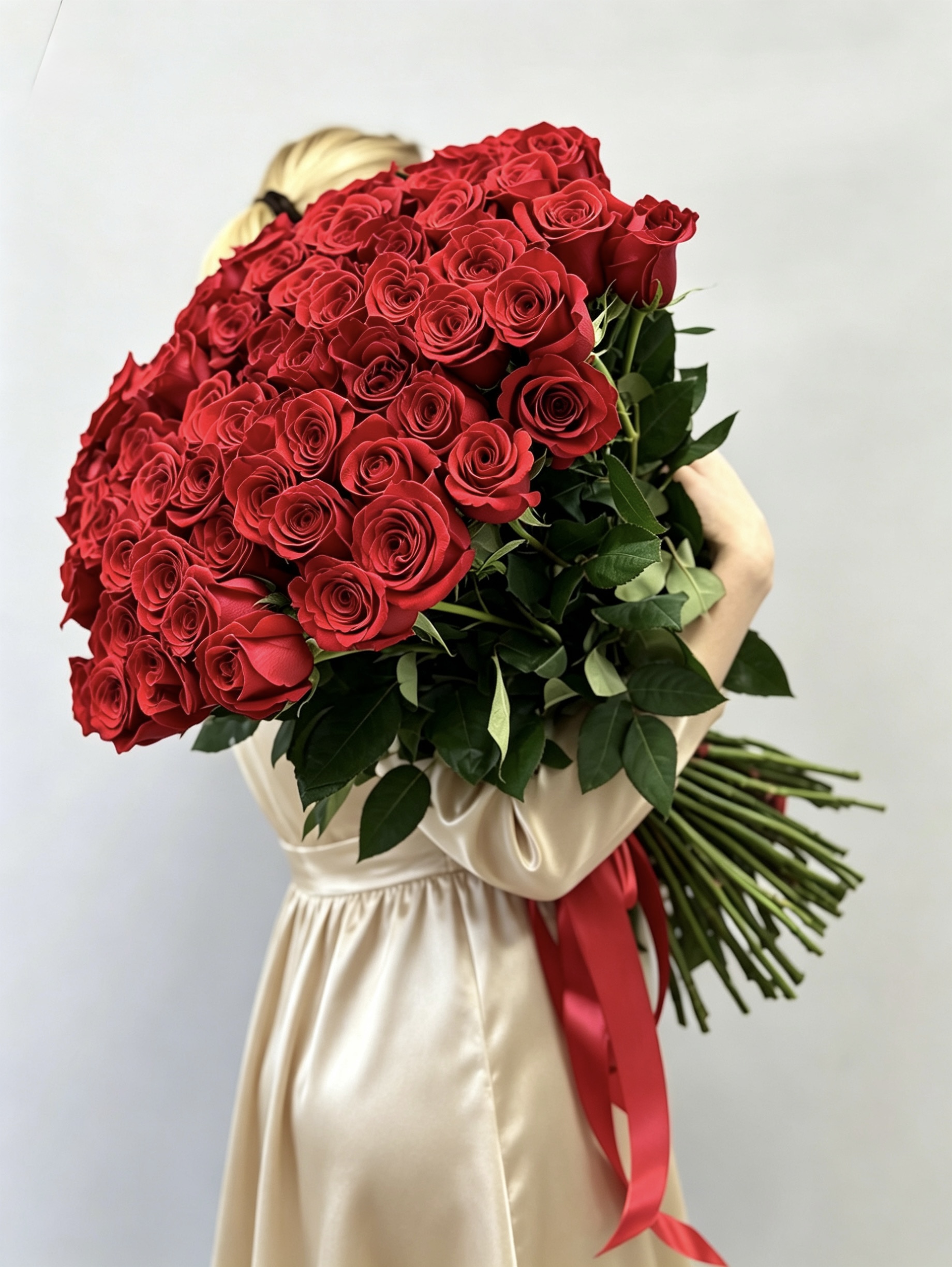 75 красных роз Эквадор крупно