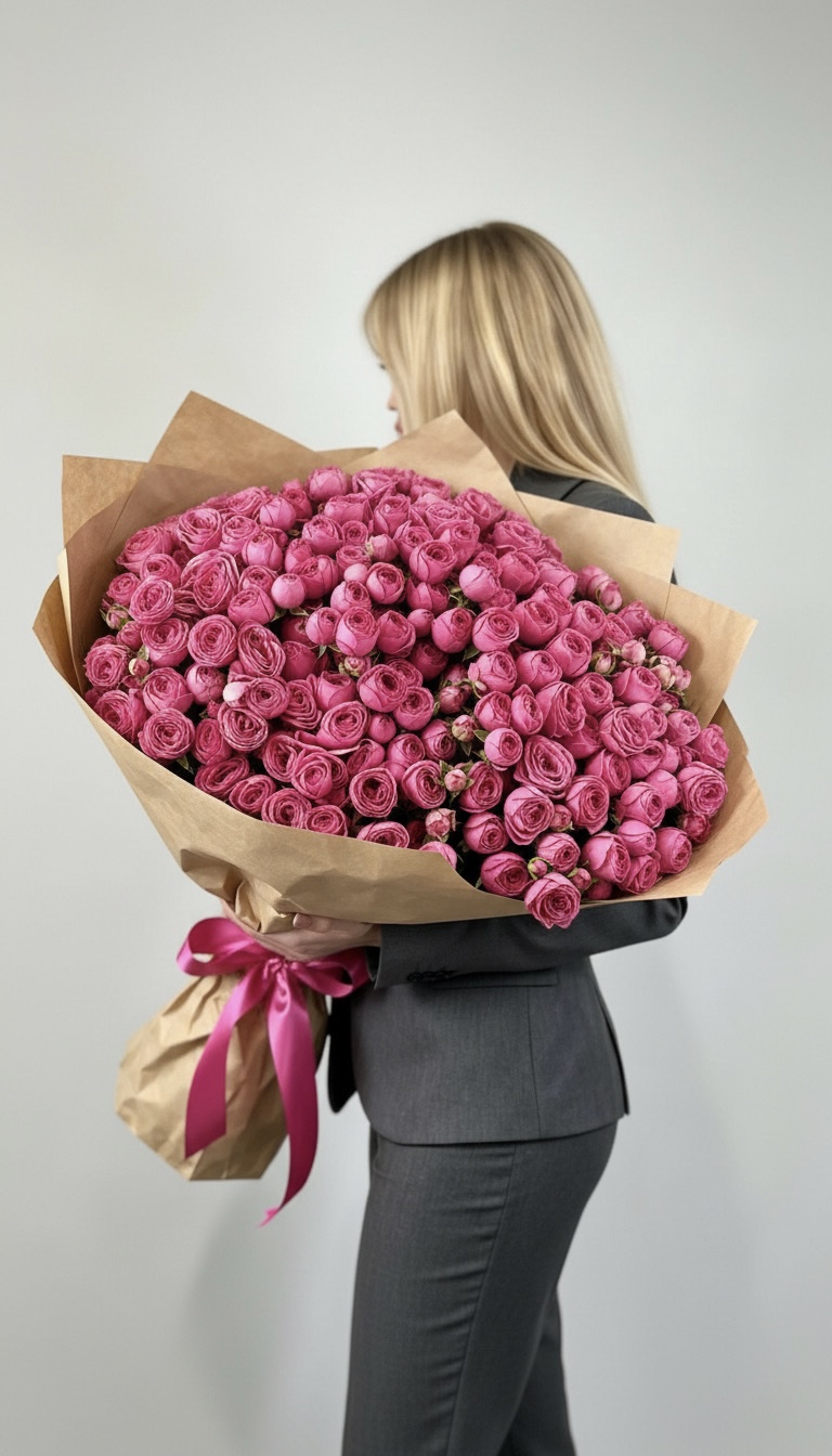 Розы в упаковке крафт