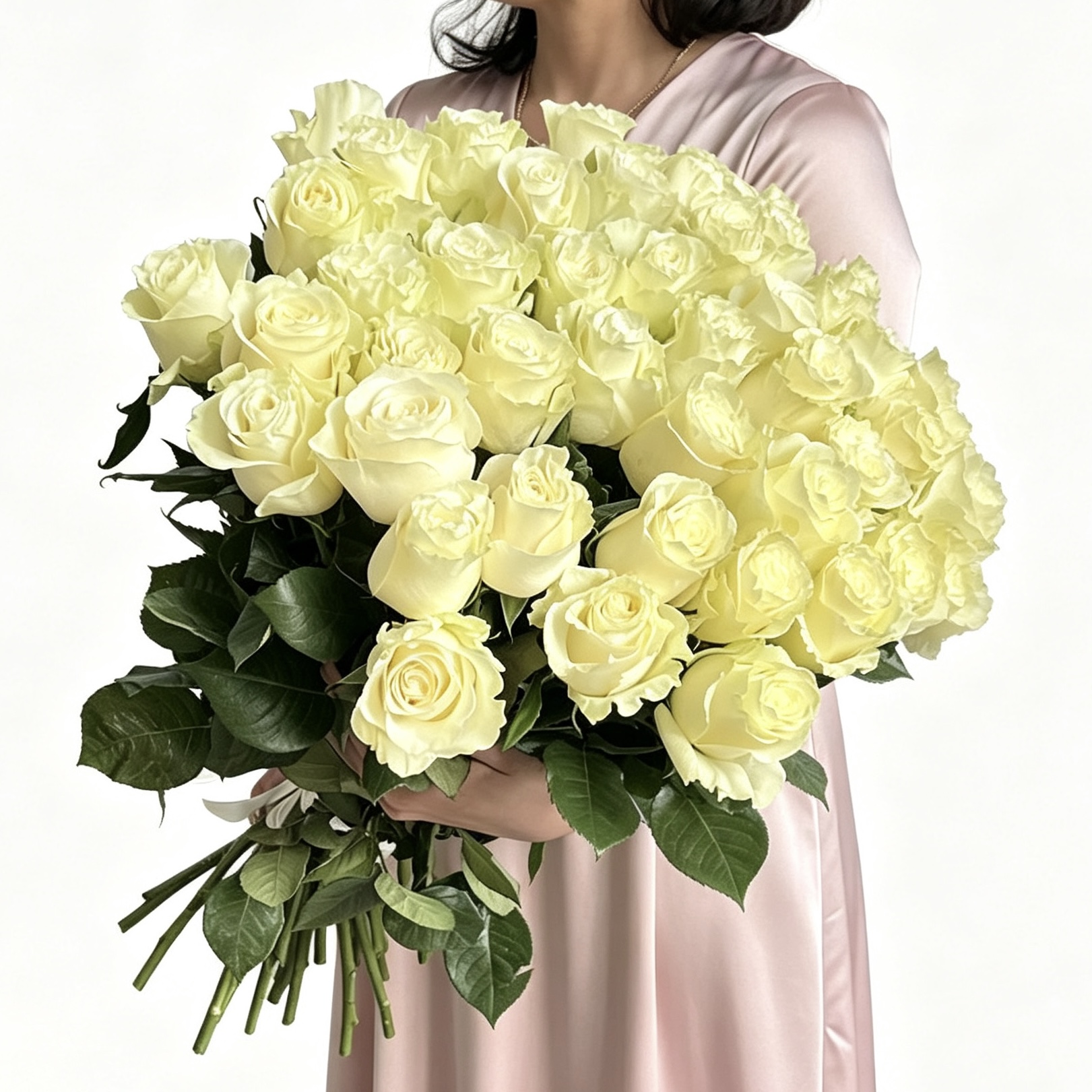 Букет 51 белая роза 60 см Эквадор