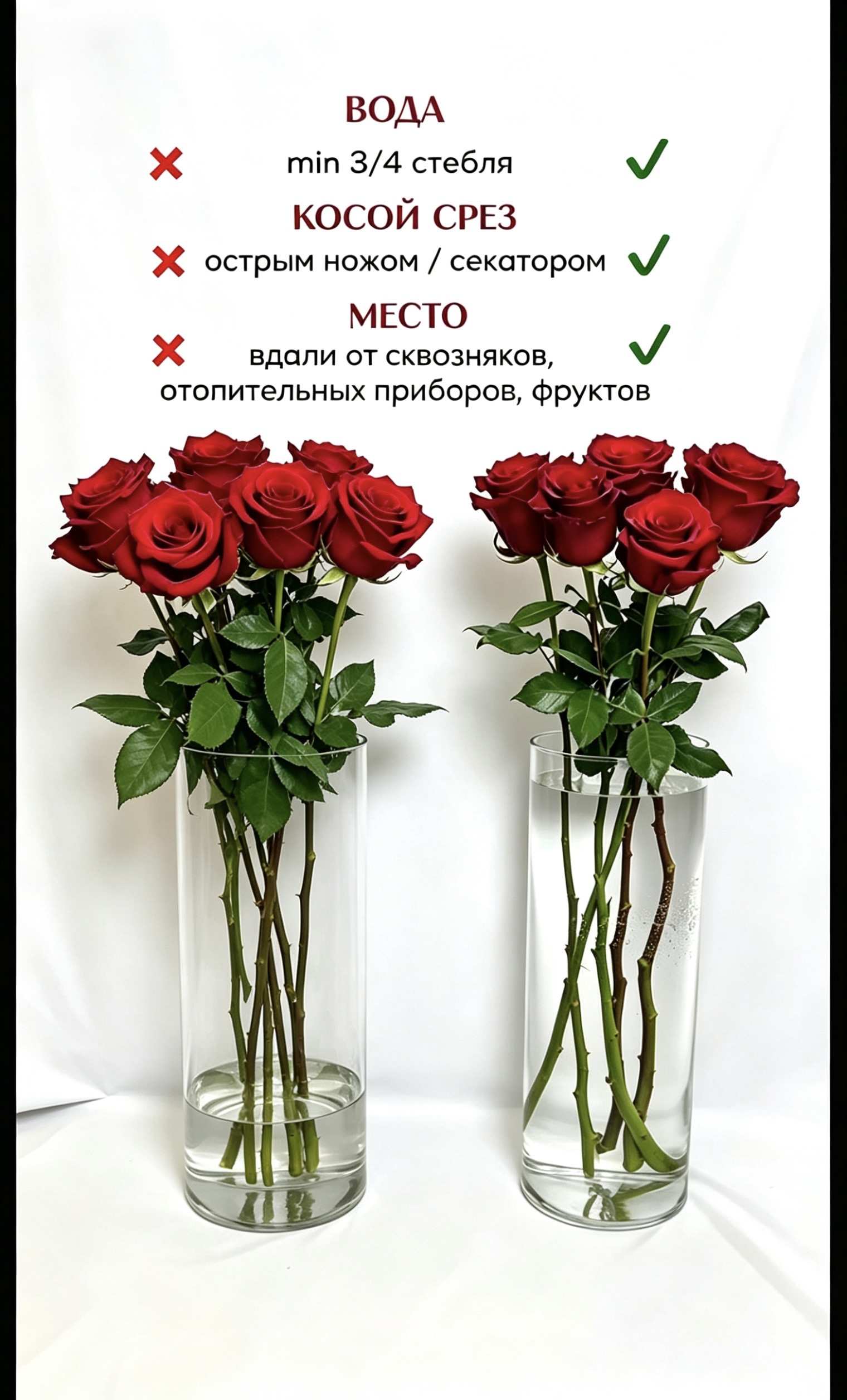 Высокая ваза с водой