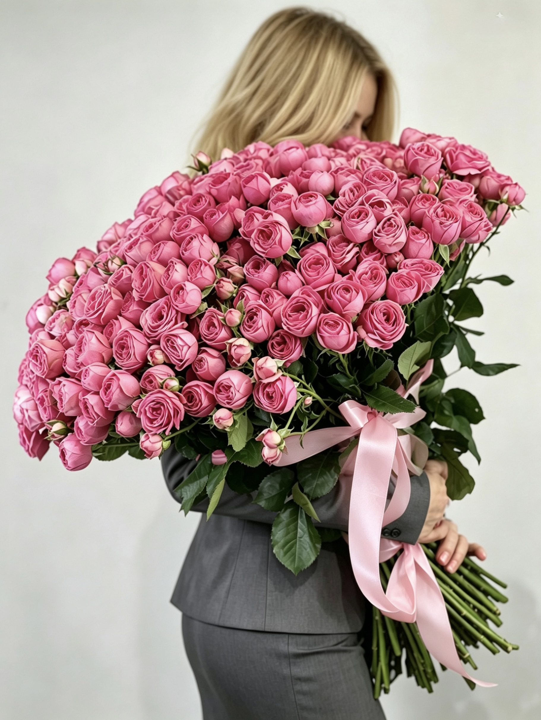 Пионовидная роза Жизель розовая